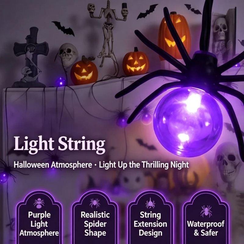 Yard Lighting Decor - Светодиодные гирлянды-пауки на батарейках, уличные украшения