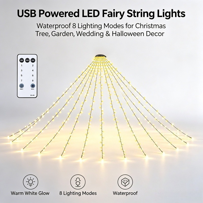 Garden Lighting Decor - Светодиодные гирлянды USB, водонепроницаемые, для украшения