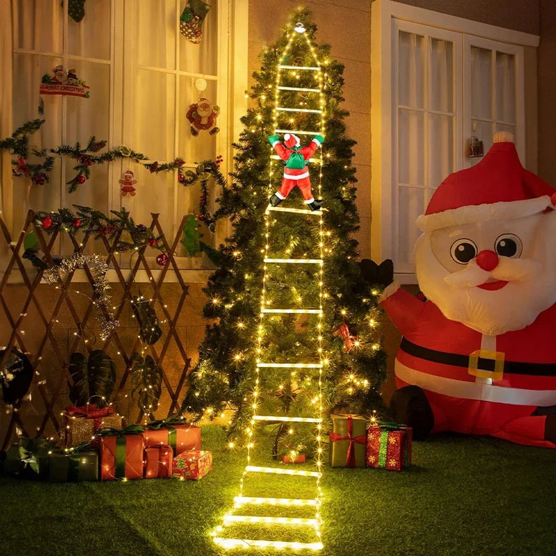 Garden Lighting Decor - Светодиодные рождественские гирлянды-лестницы с Дедом Морозом