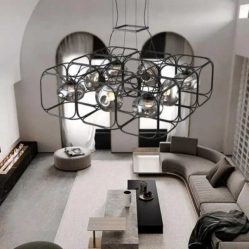 Geometric Lamp Shade - Винтажная геометрическая металлическая люстра с серым