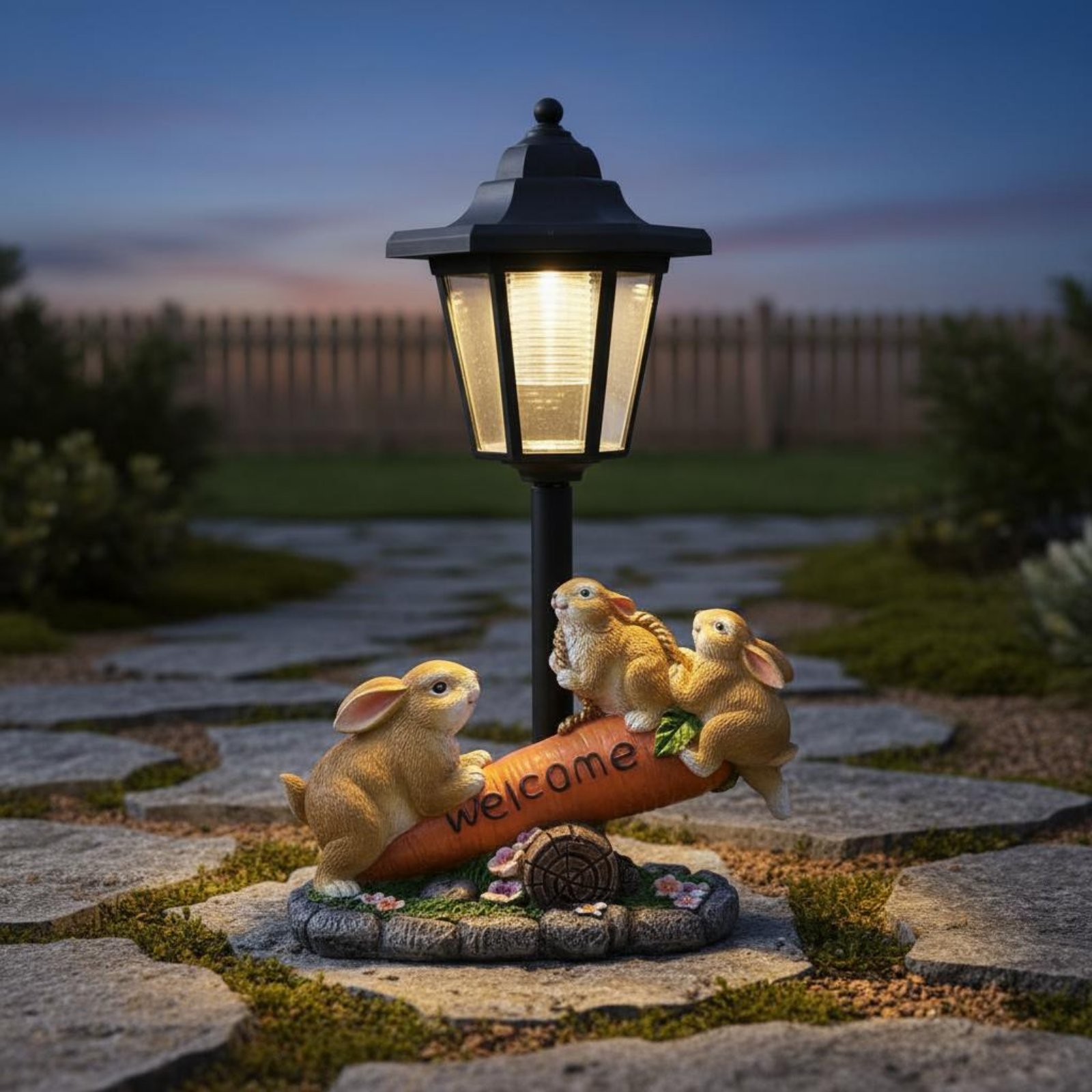 Солнечная статуэтка кролика: Д – обзор и цена Yard Lighting Decor