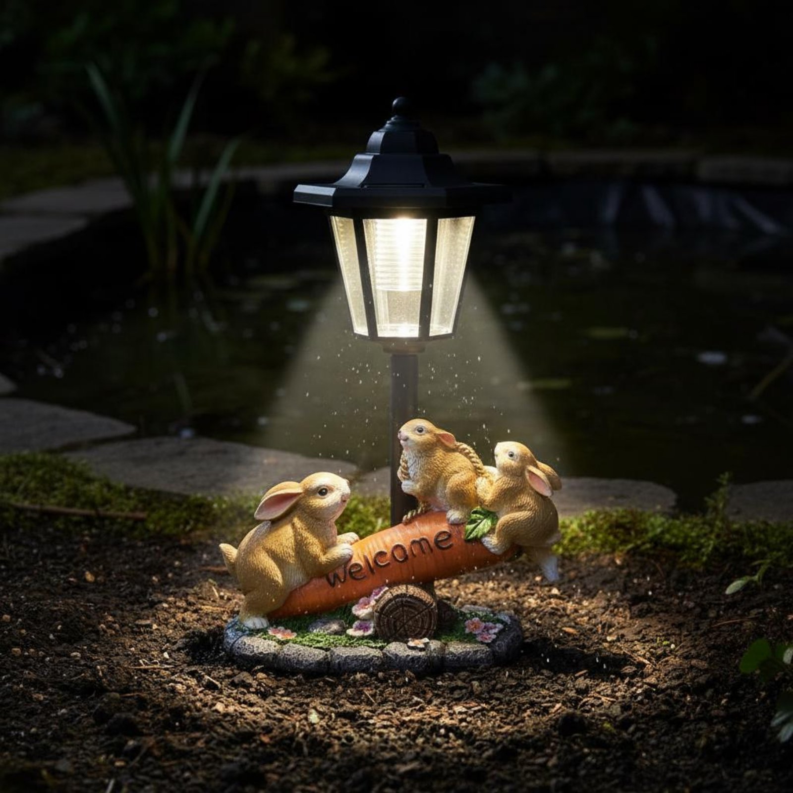 Солнечная статуэтка кролика: Д – обзор и цена Yard Lighting Decor
